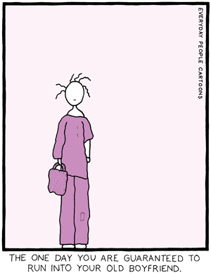 funny comic about looking a mess when running into old friends and boyfriends and exes