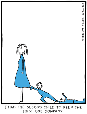 A funny cartoon about having more children to keep each other company.