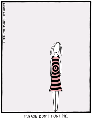A funny cartoon about self-sabotage and setting yourself up to be hurt, and codependency. Comics for therapy.