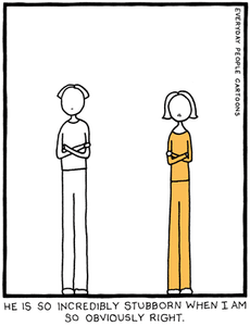 stubborn relationship cartoons comics, being right and wrong