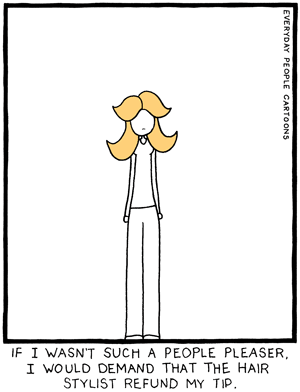 comic about people pleasing at the hairdressers.