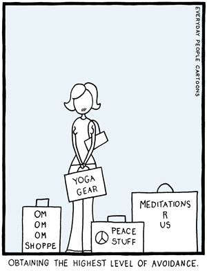 a comic about yoga commerce and not practing mindfulness