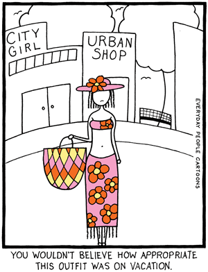comic about clothes you buy on vacation at a resort