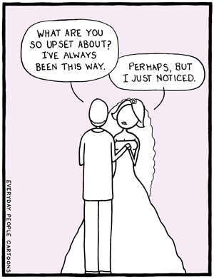 comic about being let down after the wedding ceremony