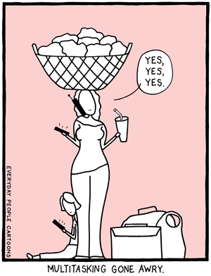 comic multi tasking too much