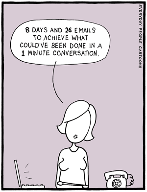 Business Communication Cartoon Comic, phone calls and emails