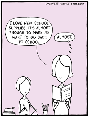 comic about school supplies and the first day of school
