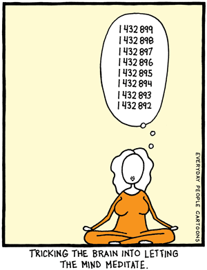 comic about tricks to help meditate, monkey mind