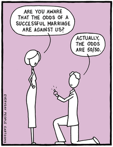 comic about marriage success, cold feet