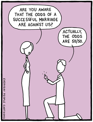 comic about marriage success, cold feet