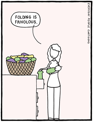 A comic about a new mom doing laundry.