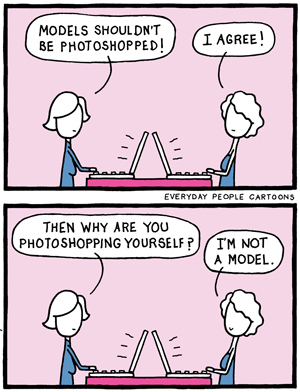 comic about photoshop, filters, beauty