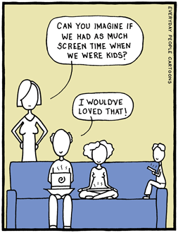 comic about screen time, parenting