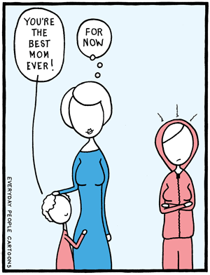 A comic about parenting different stages. Young children and teenagers.